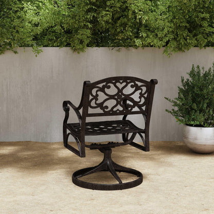 Set da pranzo per esterni Sanibel in alluminio pressofuso da 7 pezzi con tavolo ovale e 6 sedie girevoli di Homestyles