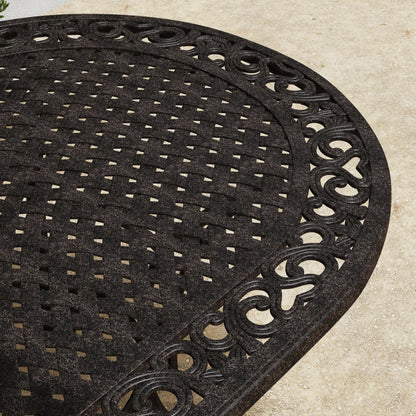 Set da pranzo per esterni Sanibel in alluminio pressofuso da 7 pezzi con tavolo ovale e 6 sedie girevoli di Homestyles