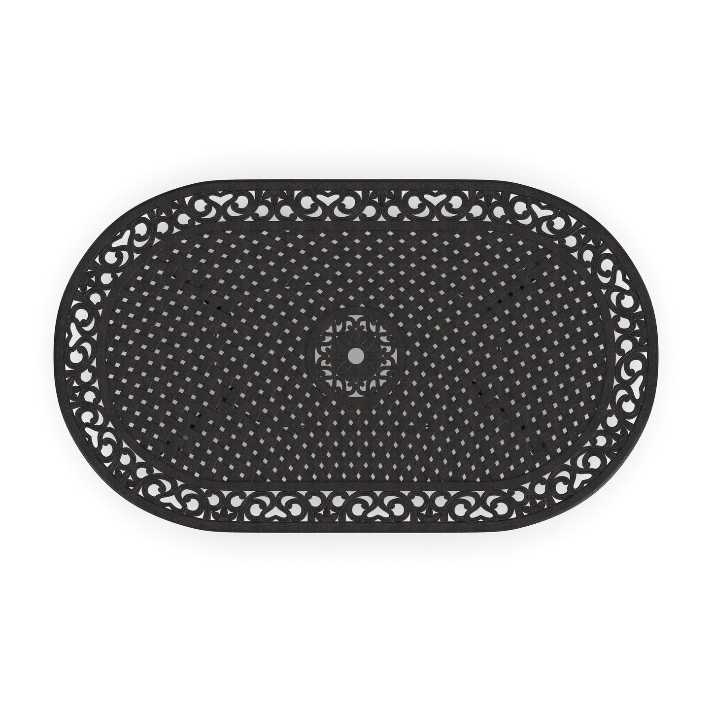 Set da pranzo per esterni Sanibel in alluminio pressofuso da 7 pezzi con tavolo ovale e 6 sedie girevoli di Homestyles