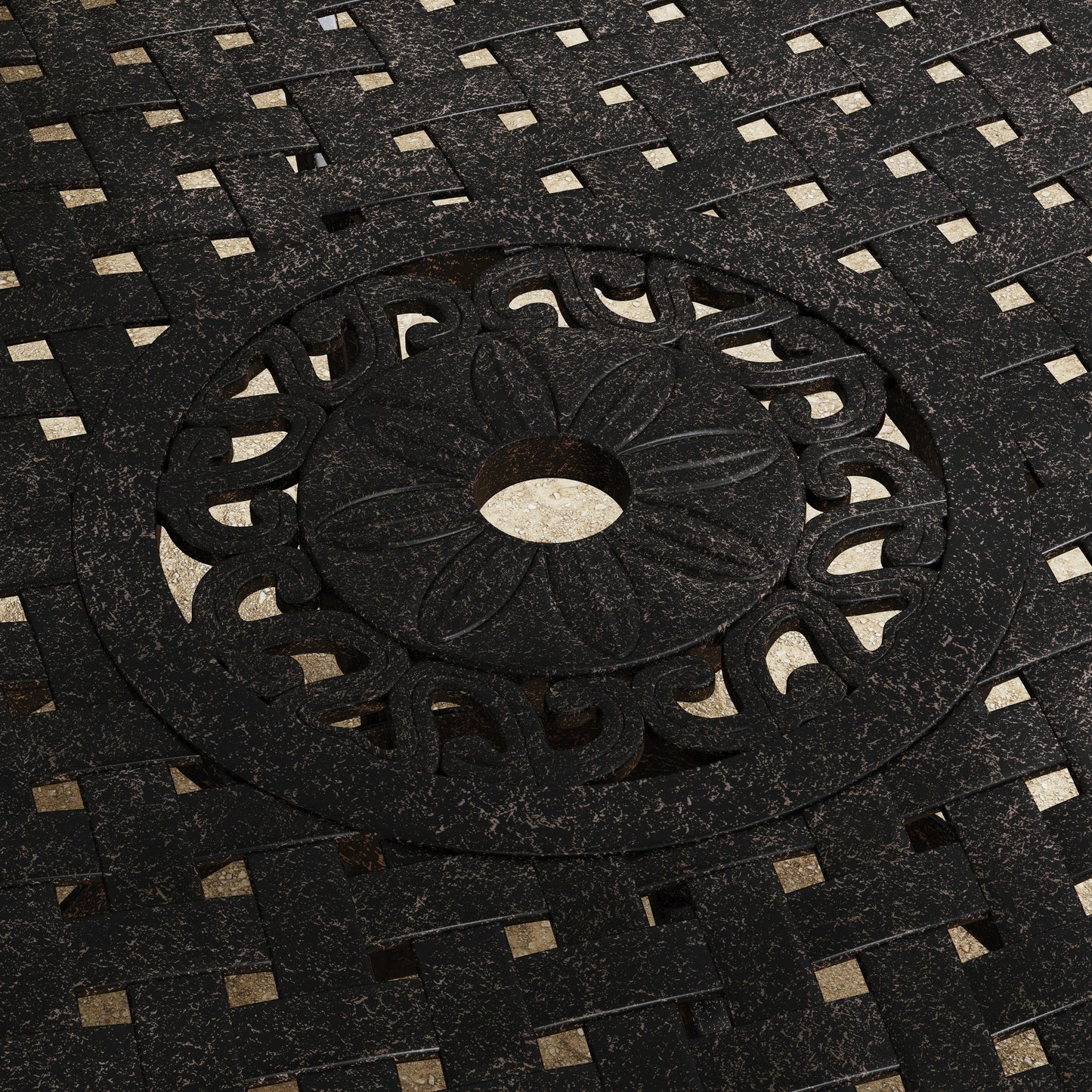 Set da pranzo per esterni Sanibel in alluminio pressofuso da 7 pezzi con tavolo ovale e 6 sedie girevoli di Homestyles