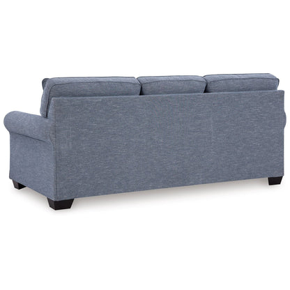 Divano letto matrimoniale Sano, poliestere blu, 2 cuscini decorativi, 88 pollici