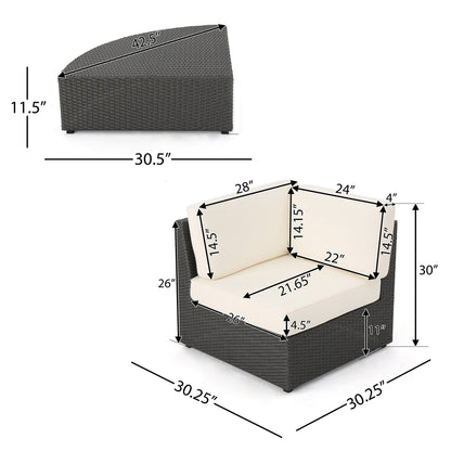 Set di divani in vimini Santa Cruz Outdoor da 8 pezzi con cuscini resistenti all'acqua di Christopher Knight Home