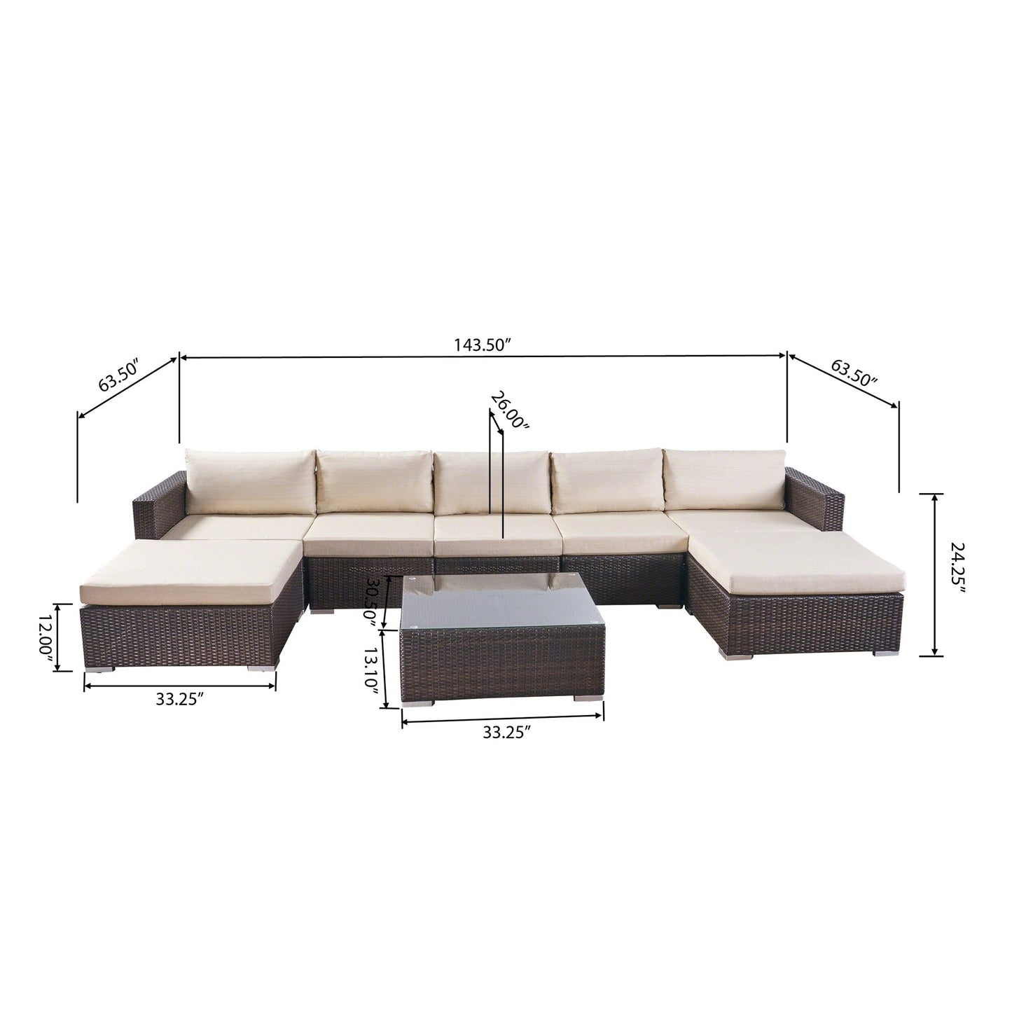 Set di divani componibili in vimini da 5 posti Santa Rosa Outdoor di Christopher Knight Home