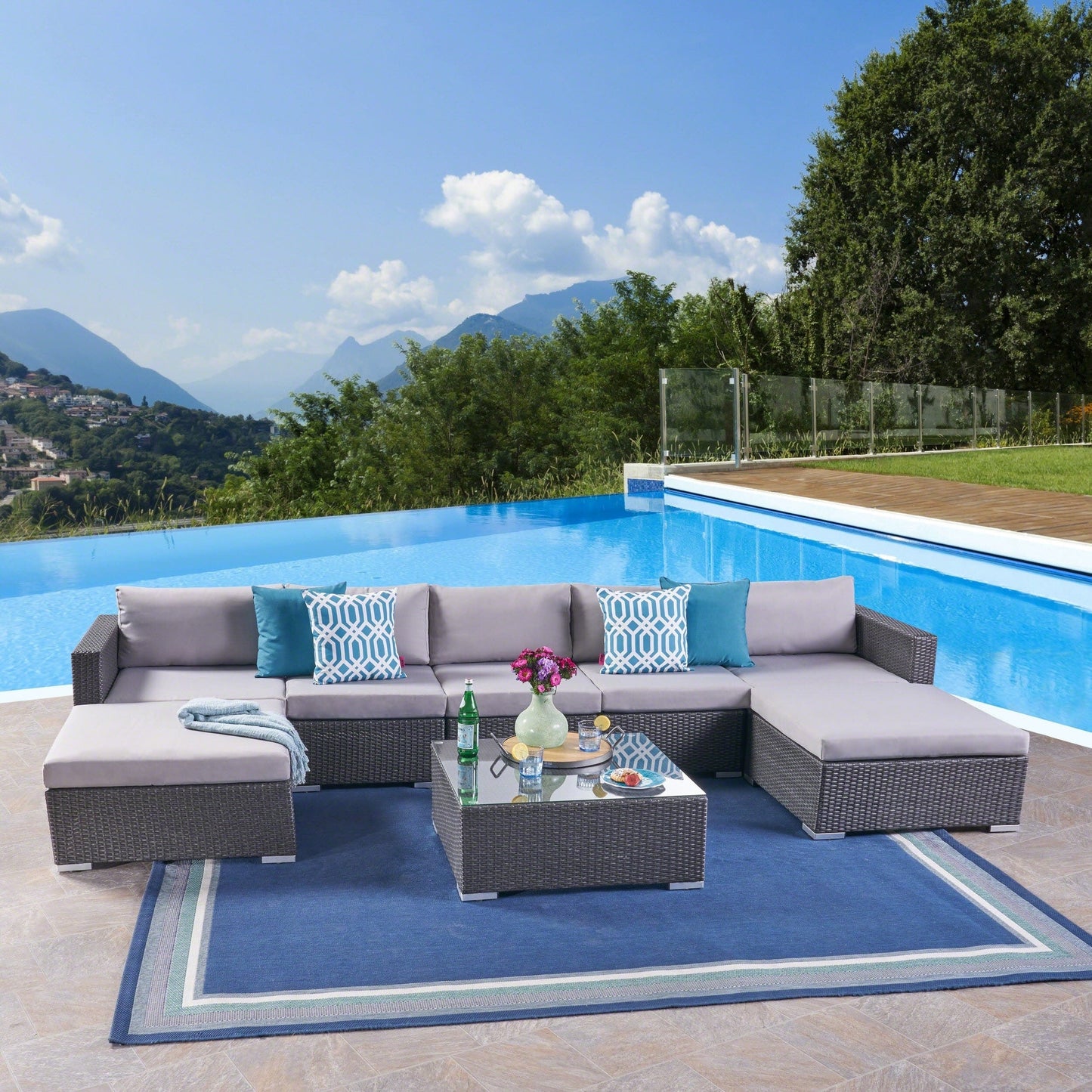 Set di divani componibili in vimini da 5 posti Santa Rosa Outdoor di Christopher Knight Home