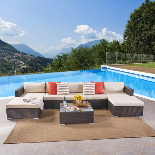Set di divani componibili in vimini da 5 posti Santa Rosa Outdoor di Christopher Knight Home