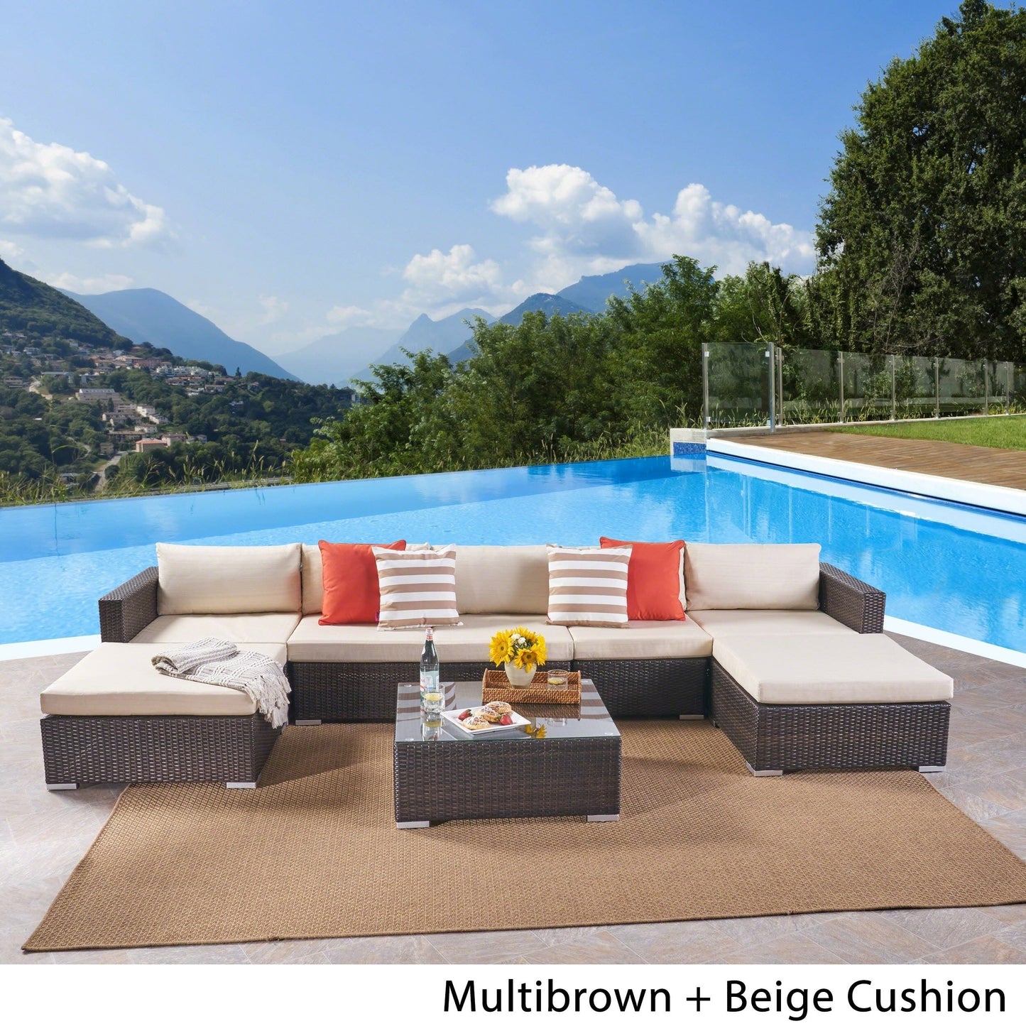 Set di divani componibili in vimini da 5 posti Santa Rosa Outdoor di Christopher Knight Home