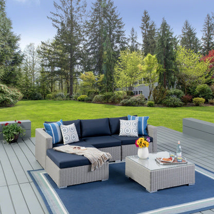 Set di sedute componibili in vimini da 5 pezzi Santa Rosa Outdoor con cuscini di Christopher Knight Home