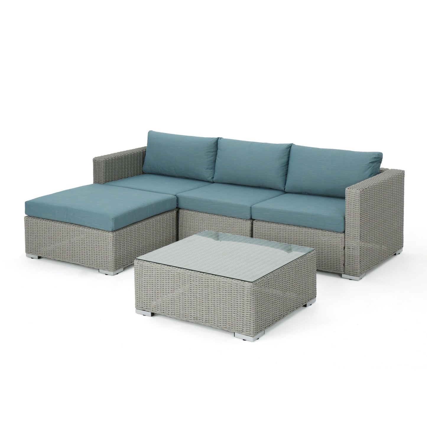 Set di sedute componibili in vimini da 5 pezzi Santa Rosa Outdoor con cuscini di Christopher Knight Home