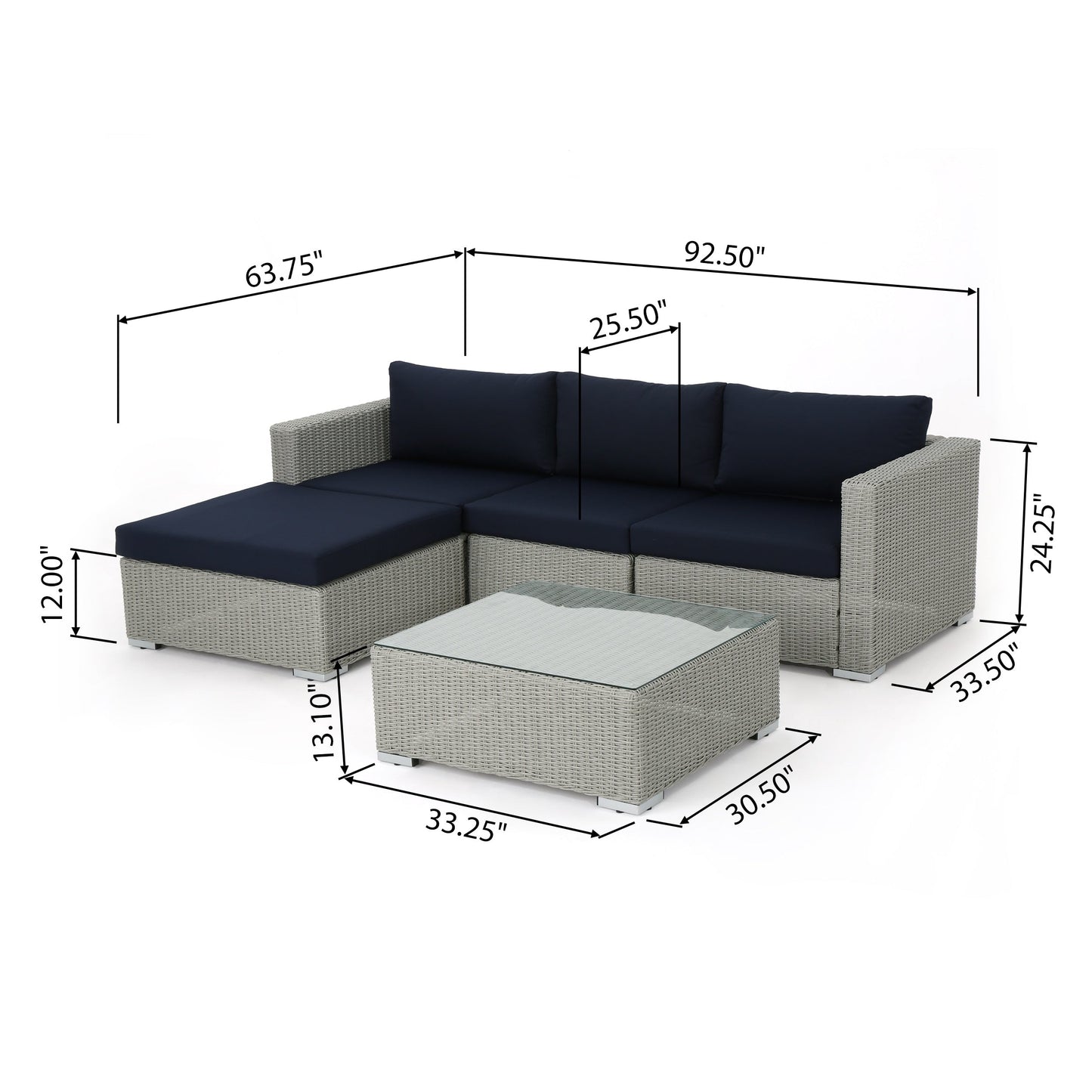 Set di sedute componibili in vimini da 5 pezzi Santa Rosa Outdoor con cuscini di Christopher Knight Home