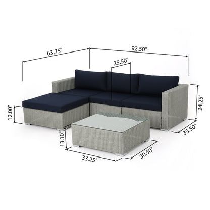 Set di sedute componibili in vimini da 5 pezzi Santa Rosa Outdoor con cuscini di Christopher Knight Home
