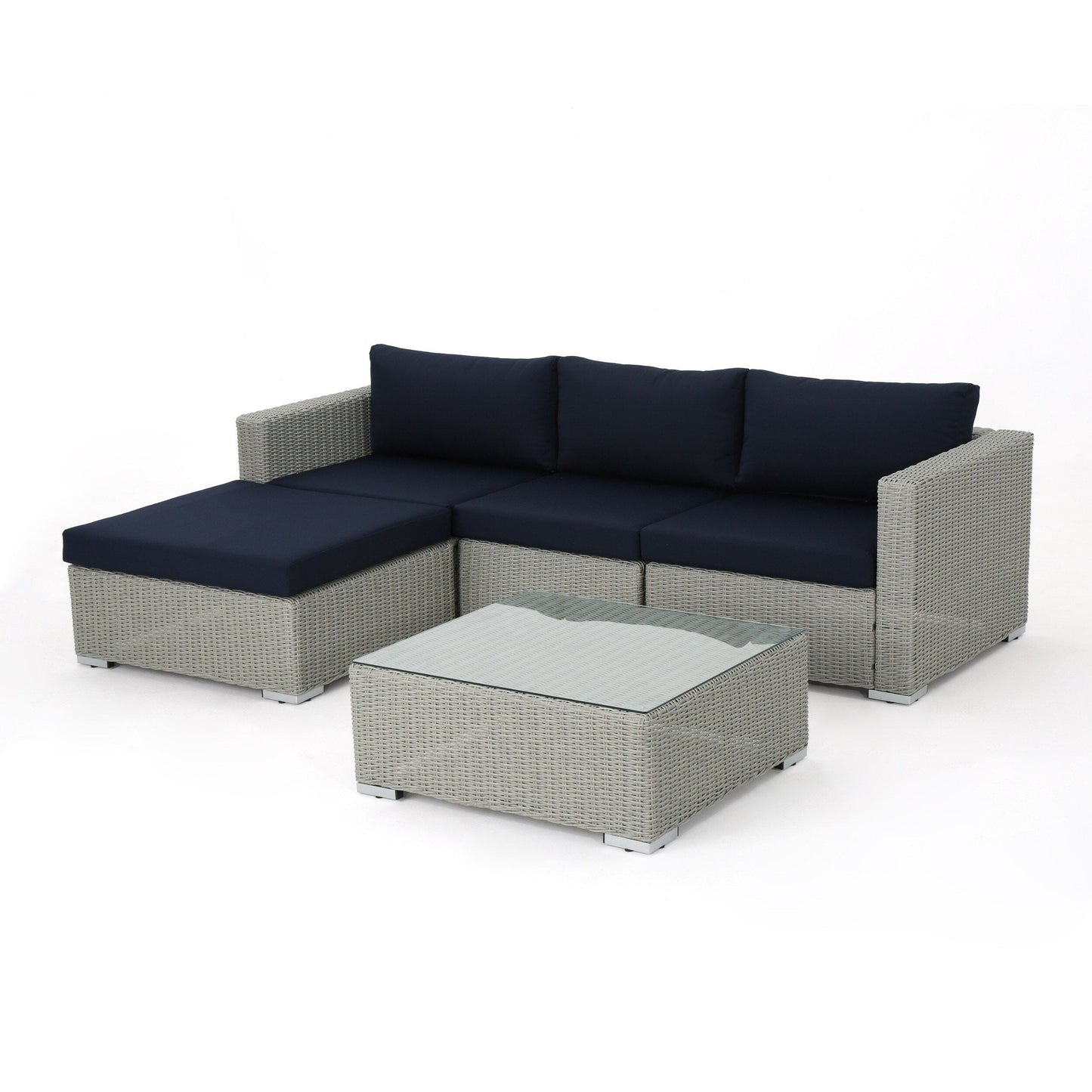 Set di sedute componibili in vimini da 5 pezzi Santa Rosa Outdoor con cuscini di Christopher Knight Home