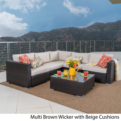 Set di sedute componibili in vimini da 6 pezzi Santa Rosa Outdoor con cuscini di Christopher Knight Home