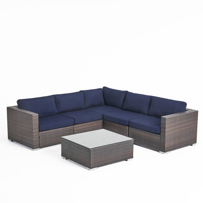 Set di sedute componibili in vimini da 6 pezzi Santa Rosa Outdoor con cuscini di Christopher Knight Home
