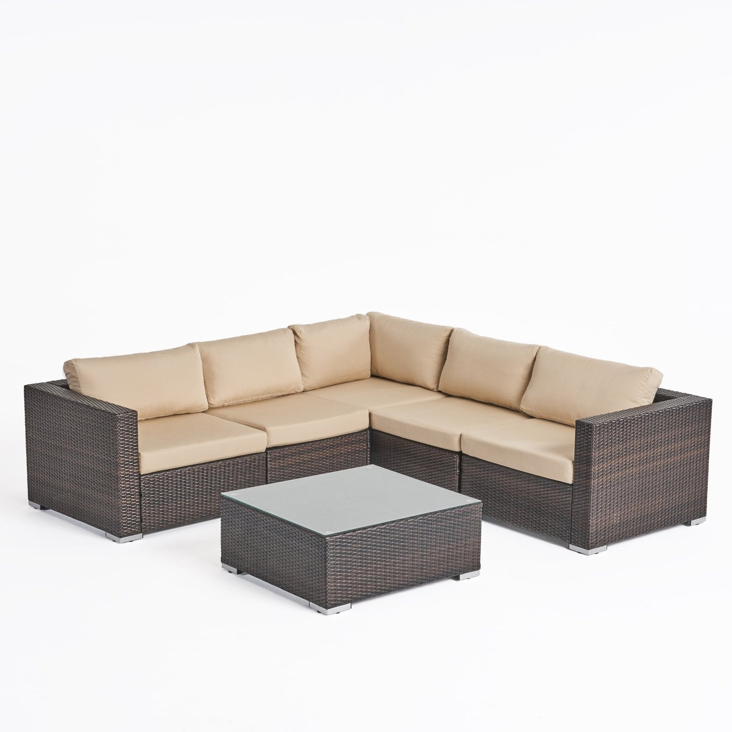 Set di sedute componibili in vimini da 6 pezzi Santa Rosa Outdoor con cuscini di Christopher Knight Home