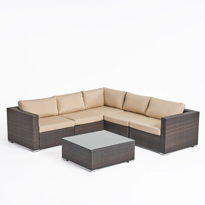 Set di sedute componibili in vimini da 6 pezzi Santa Rosa Outdoor con cuscini di Christopher Knight Home