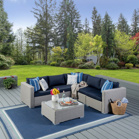 Set di sedute componibili in vimini da 6 pezzi Santa Rosa Outdoor con cuscini di Christopher Knight Home