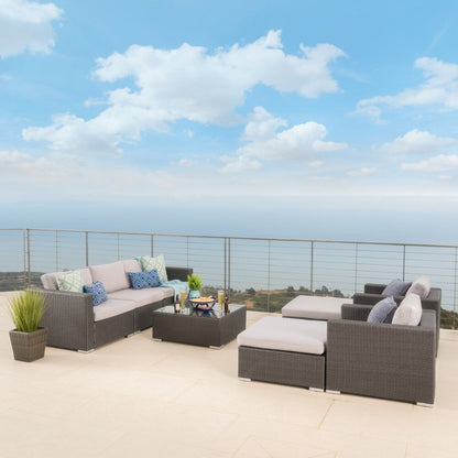 Set di divani componibili in vimini da esterno Santa Rosa da 8 pezzi con cuscini di Christopher Knight Home