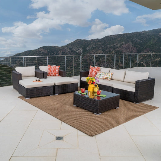 Set di divani componibili in vimini da esterno Santa Rosa da 8 pezzi con cuscini di Christopher Knight Home