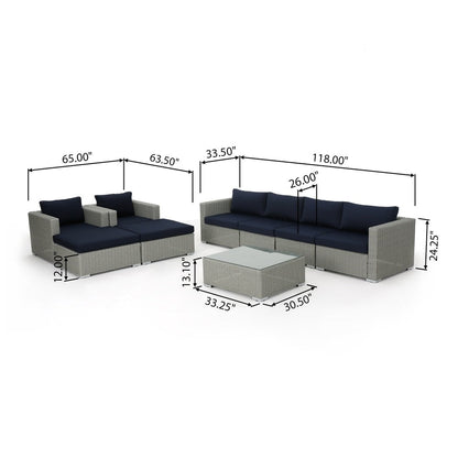 Divano componibile da esterno Santa Rosa in vimini da 9 pezzi con cuscini di Christopher Knight Home