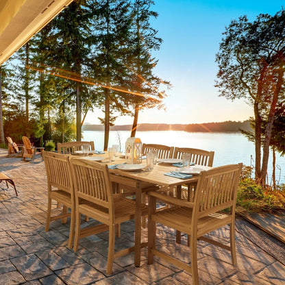 Set da pranzo per patio Santorini in teak di grado A, 7 pezzi