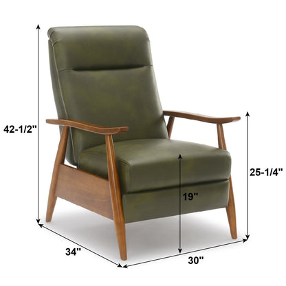 Poltrona reclinabile Sarasota Wood Arm Push Back - Verde felce