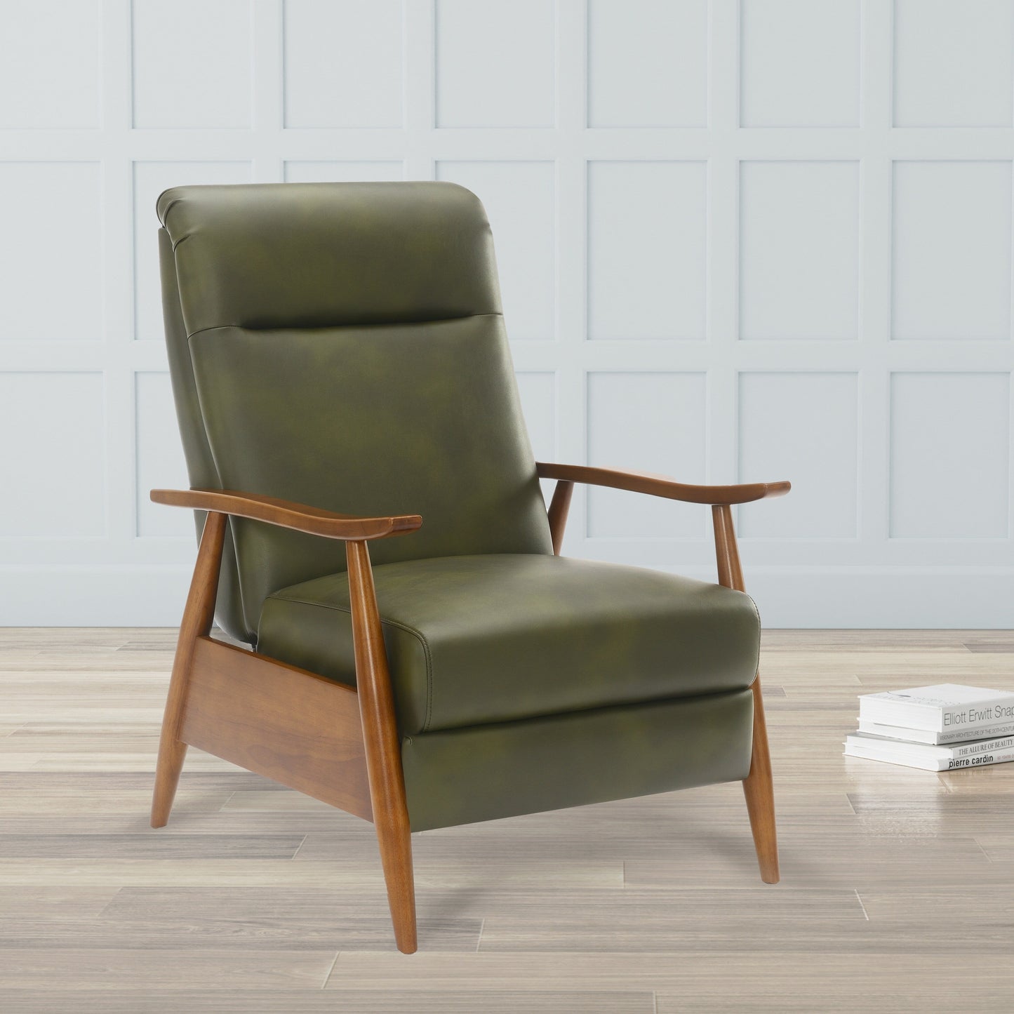 Poltrona reclinabile Sarasota Wood Arm Push Back - Verde felce