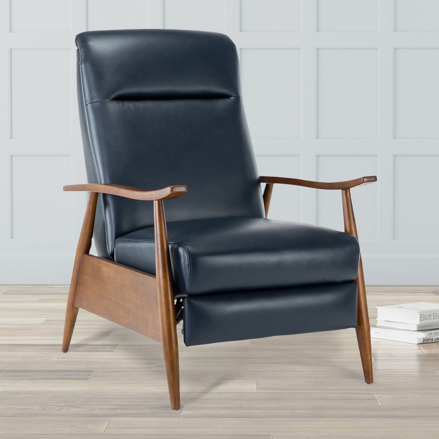 Poltrona reclinabile Sarasota Wood Arm Push Back - Blu notte