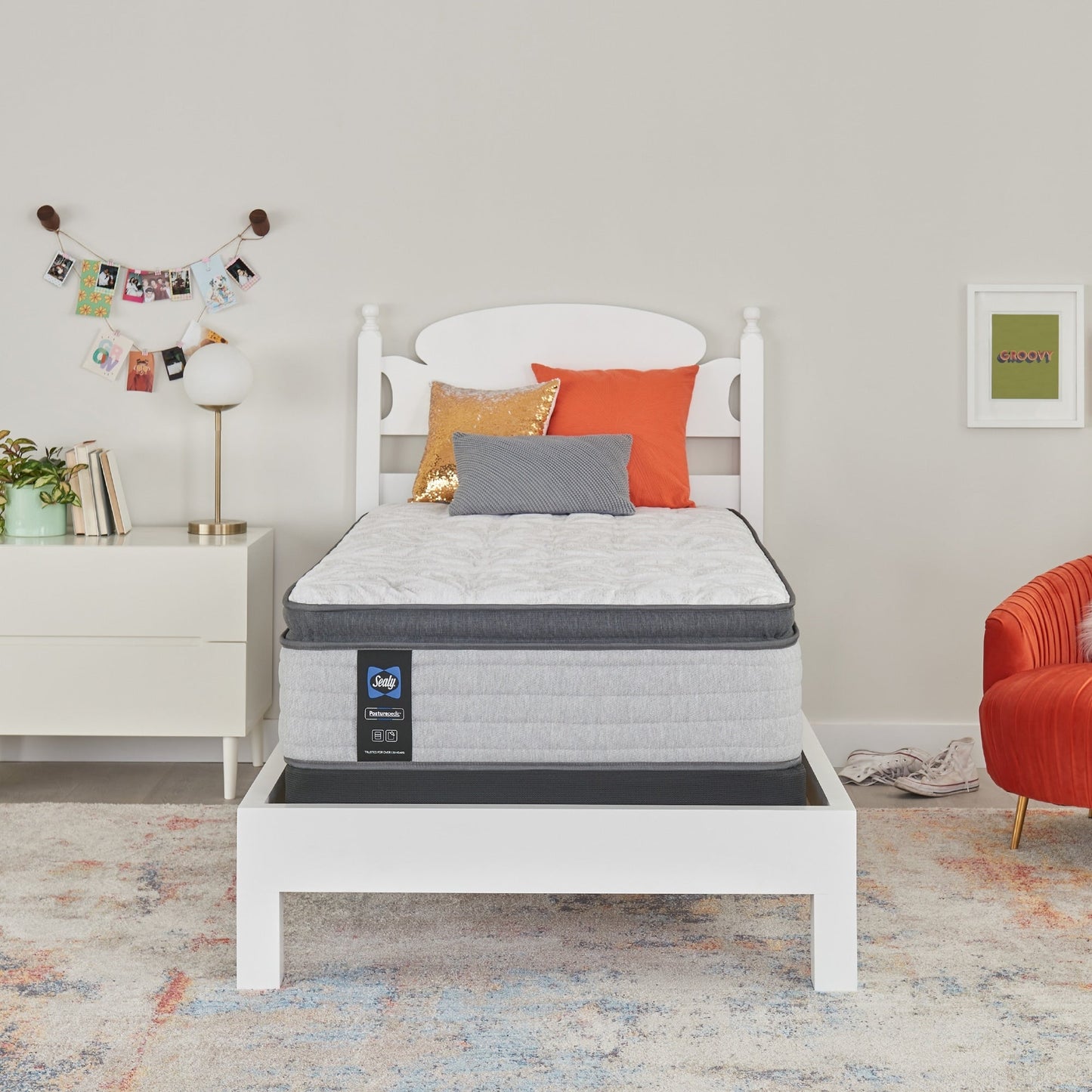 Materasso Sealy Posturepedic Spring Cranberry da 14 pollici con morbido cuscino superiore europeo