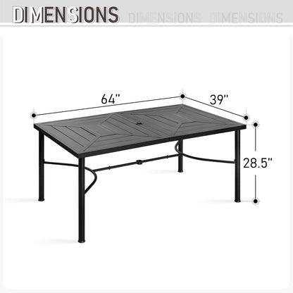 MAISON ARTS Set da pranzo per esterni, 6/8 sedie impilabili in metallo e 1 tavolo rettangolare espandibile