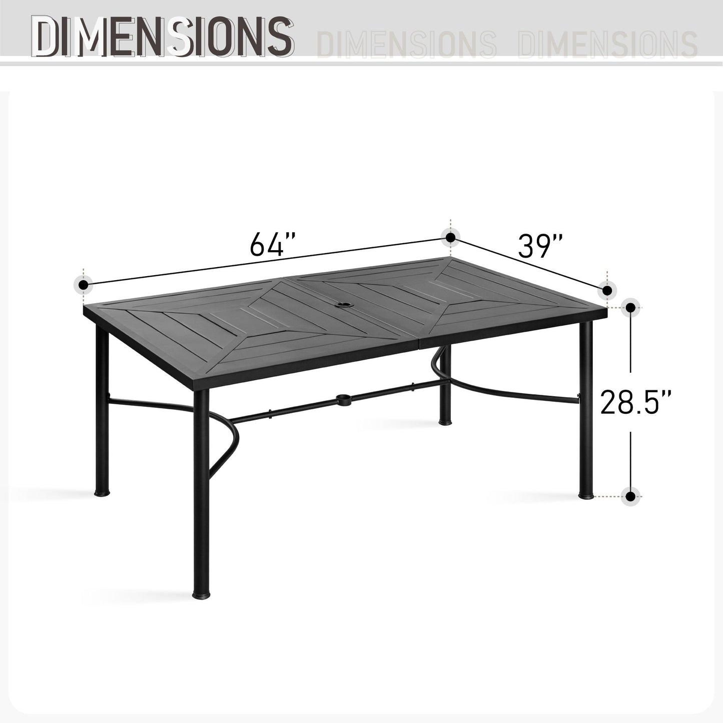 MAISON ARTS Set da pranzo per patio esterno per 6/8 persone, 6/8 sedie impilabili in metallo, 1 tavolo rettangolare espandibile