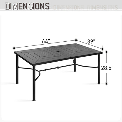 MAISON ARTS Set da pranzo per patio esterno per 6/8 persone, 6/8 sedie impilabili in metallo, 1 tavolo rettangolare espandibile