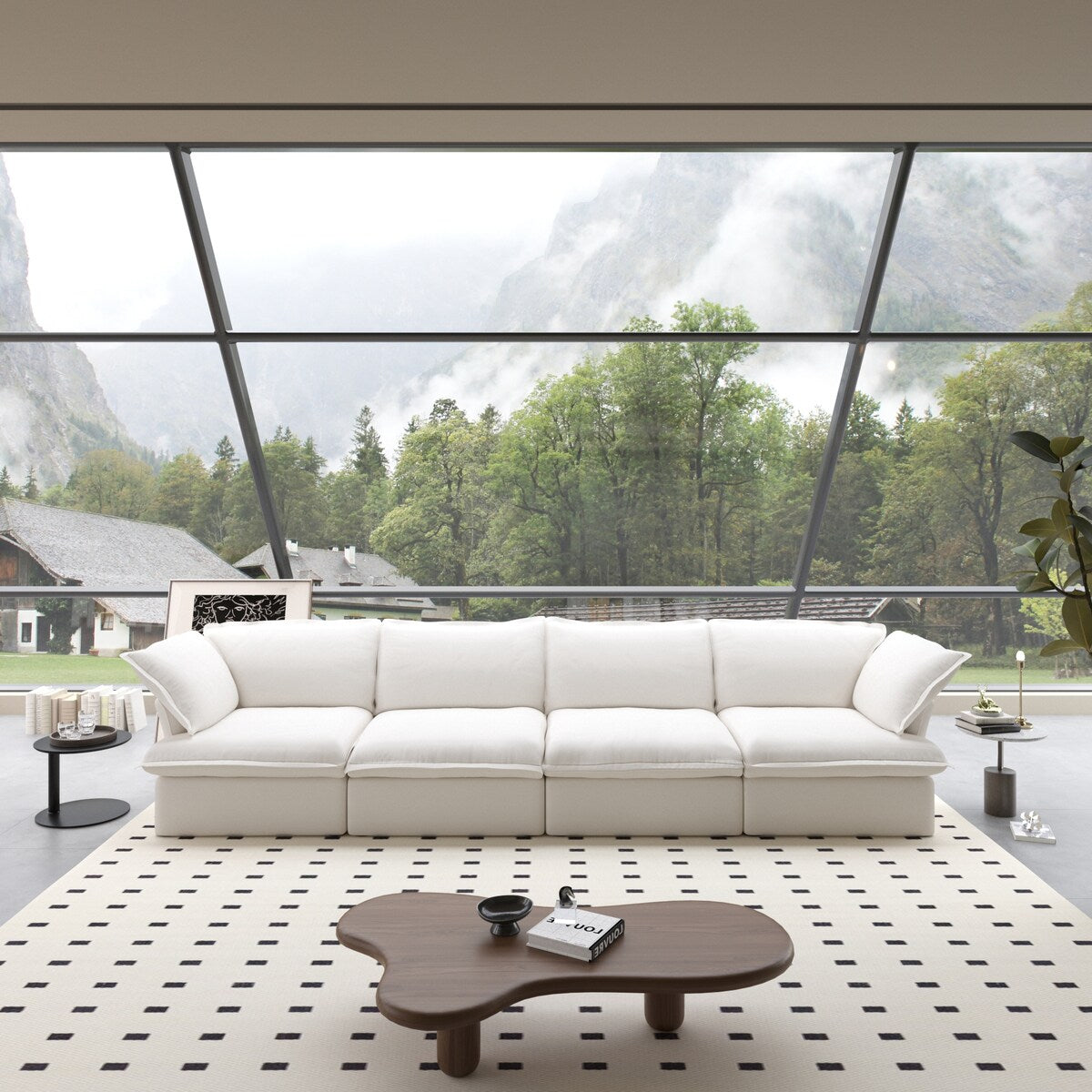 Divani componibili per soggiorno, divano componibile modulare a 4 posti, fodere dei cuscini rimovibili