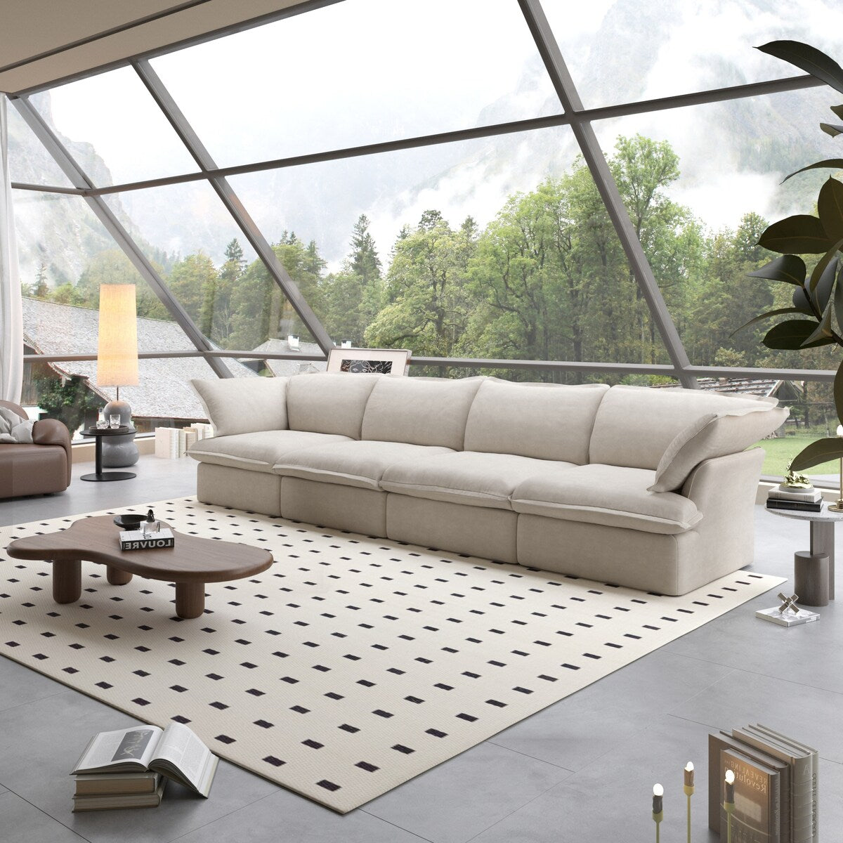 Divani componibili per soggiorno, divano componibile modulare a 4 posti, fodere dei cuscini rimovibili