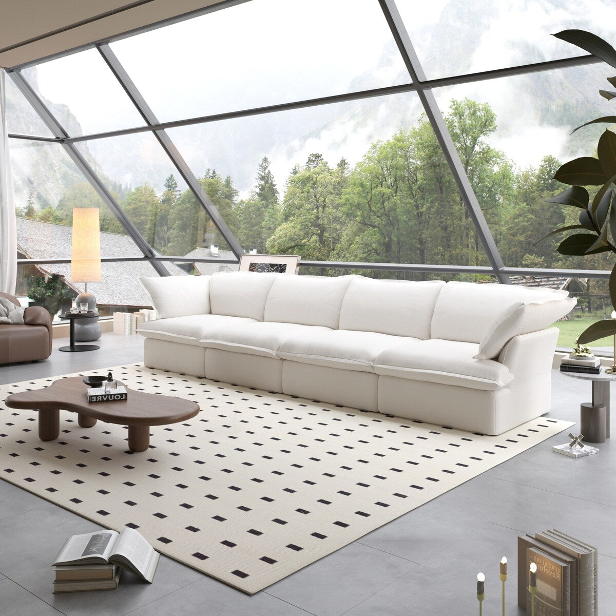 Divani componibili per soggiorno, divano componibile modulare a 4 posti, fodere dei cuscini rimovibili