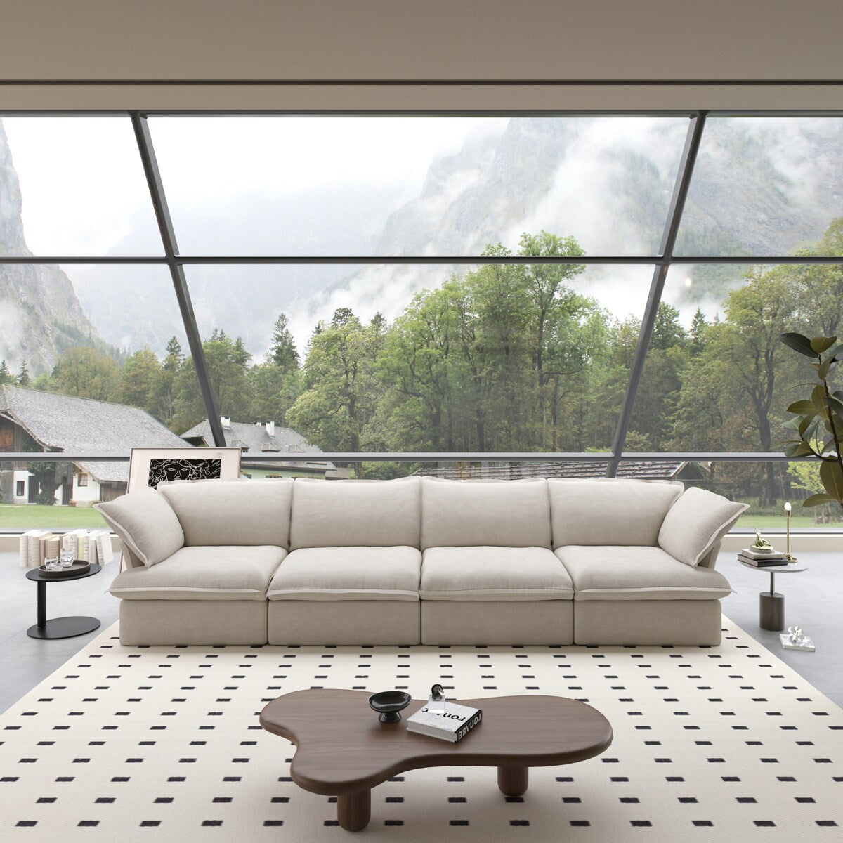 Divani componibili per soggiorno, divano componibile modulare a 4 posti, fodere dei cuscini rimovibili