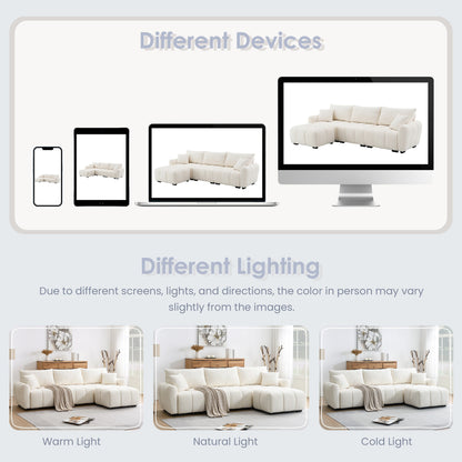 Divano componibile con pouf mobile, schiuma ad alta densità, combinazione libera