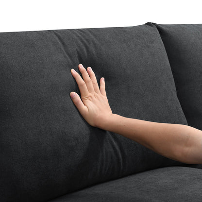 Divano componibile con cuscini, set di divani a L con ampia seduta, set di divani a 4 posti in comodo tessuto di poliestere con pouf mobile