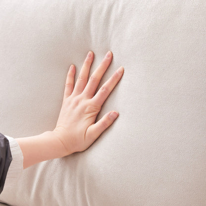 Divano componibile con strisce verticali, 2 cuscini, divano a 5 posti con pouf trasformabile, varie combinazioni, a forma di L