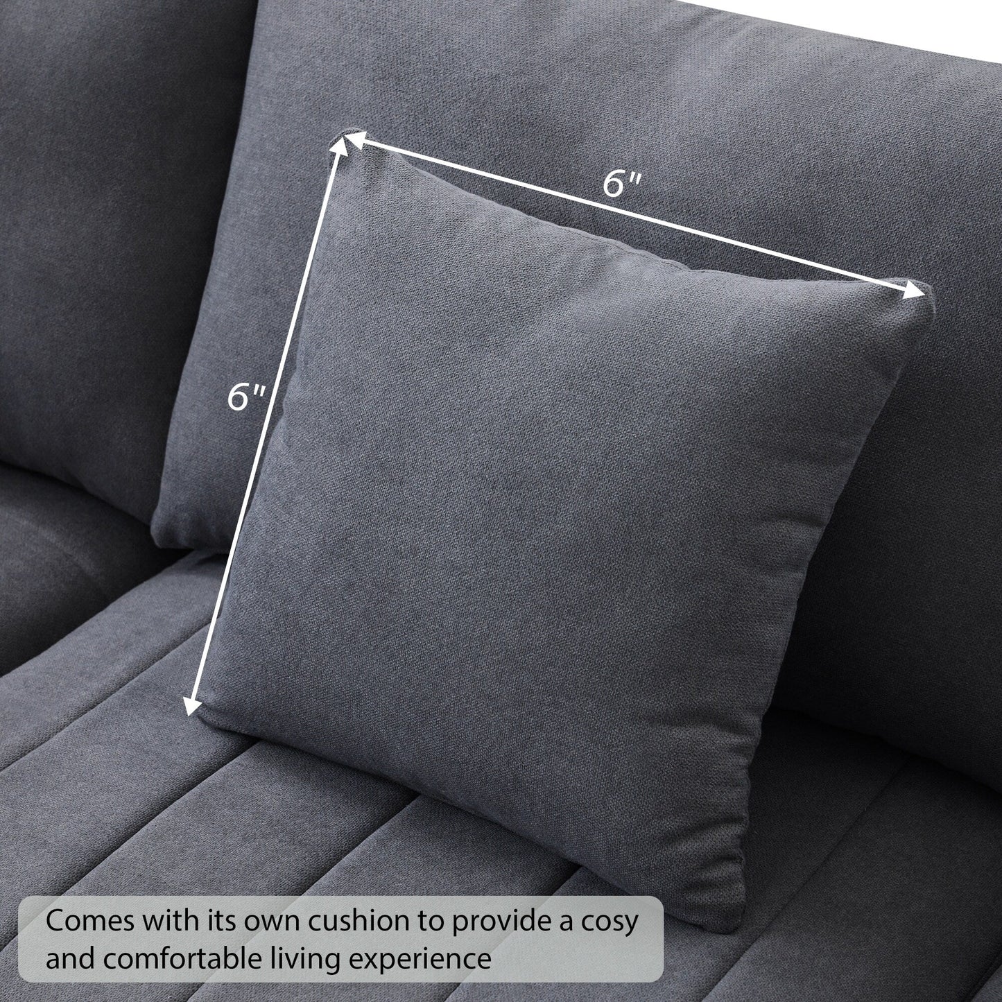 Divano componibile con strisce verticali, 2 cuscini, divano a 5 posti con pouf trasformabile, varie combinazioni, a forma di L