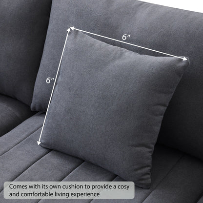 Divano componibile con strisce verticali, 2 cuscini, divano a 5 posti con pouf trasformabile, varie combinazioni, a forma di L