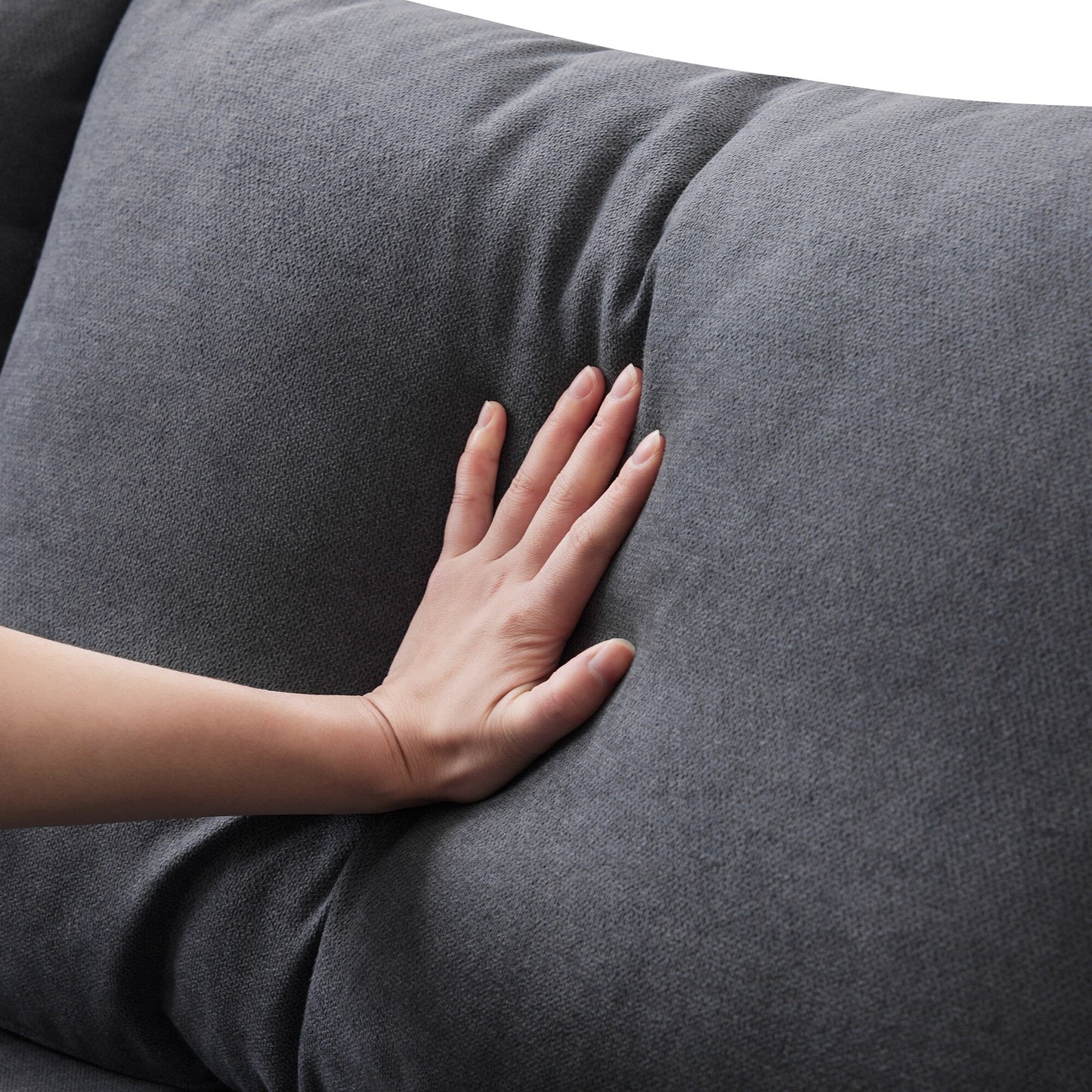 Divano componibile con strisce verticali, 2 cuscini, divano a 5 posti con pouf trasformabile, varie combinazioni, a forma di L