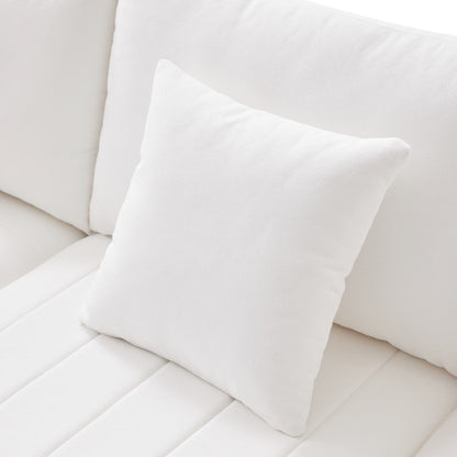 Divano componibile con strisce verticali, 2 cuscini, divano a 5 posti con pouf trasformabile, varie combinazioni, a forma di L