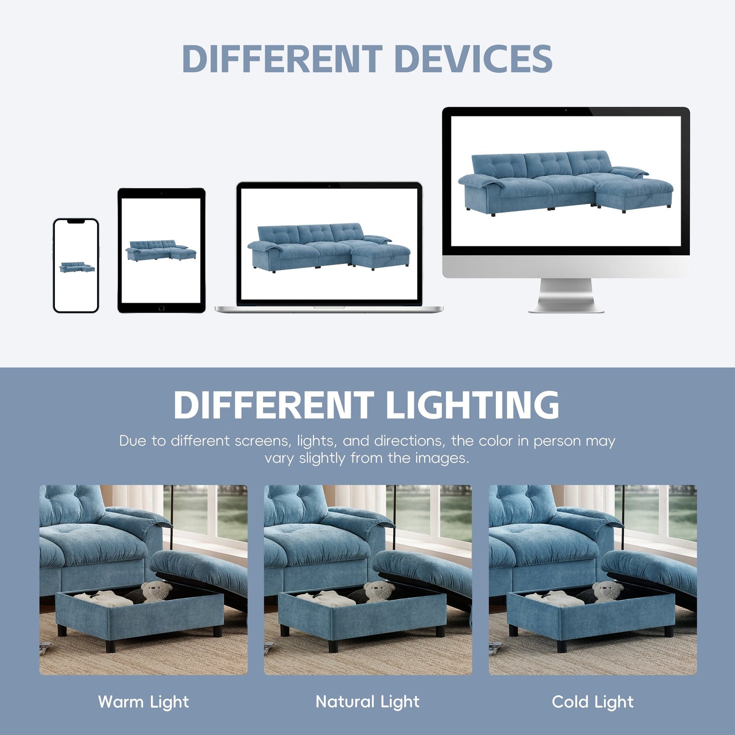 Divano componibile a L con bracciolo multifunzionale, doppia porta di ricarica, portabicchieri, tasche laterali portaoggetti, cuscino morbido