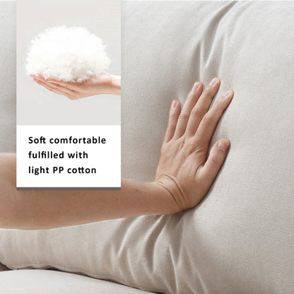 Divano componibile, set divano a L con 2 cuscini gratuiti, set divano a 4 posti in tessuto di poliestere con pouf trasformabile