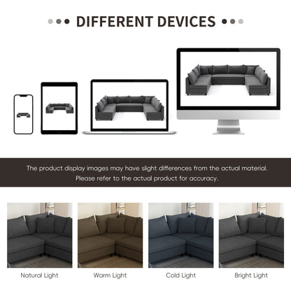 Divano componibile, set di divani reversibili in ciniglia a forma di U, combinazione libera, divano convertibile oversize da 8 posti
