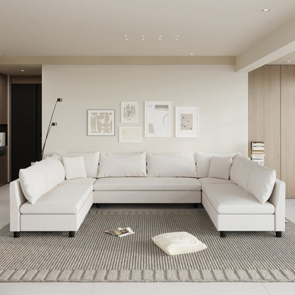 Divano componibile, set di divani reversibili in ciniglia a forma di U, combinazione libera, divano convertibile oversize da 8 posti