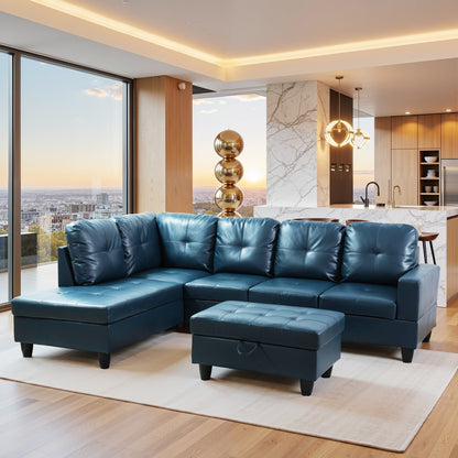 Divano per soggiorno in pelle sintetica semi-PU, 3 pezzi