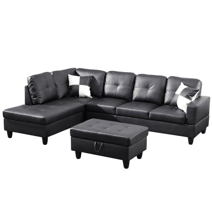 Divano per soggiorno in pelle sintetica semi-PU, 3 pezzi