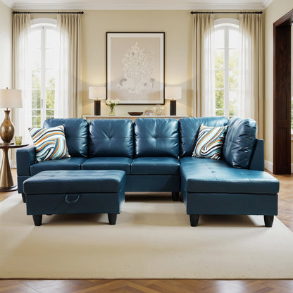 Divano per soggiorno in pelle sintetica semi-PU, 3 pezzi