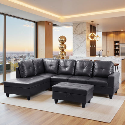 Divano per soggiorno in pelle sintetica semi-PU, 3 pezzi